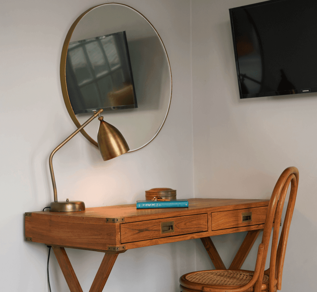 A sleek wooden desk by The folk